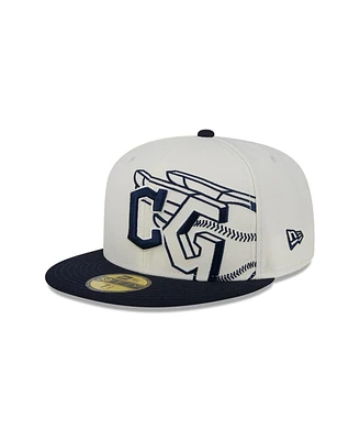 New Era Men's Cream/Navy Cleveland Guardians Lonestar 59FIFTY Fitted Hat