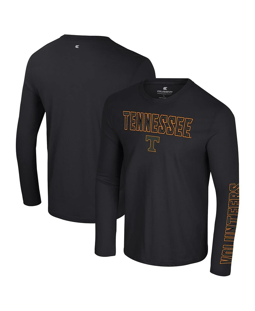 Colosseum Men's Black Tennessee Volunteers Color Pop Active Blend 2-Hit Long Sleeve T-Shirt