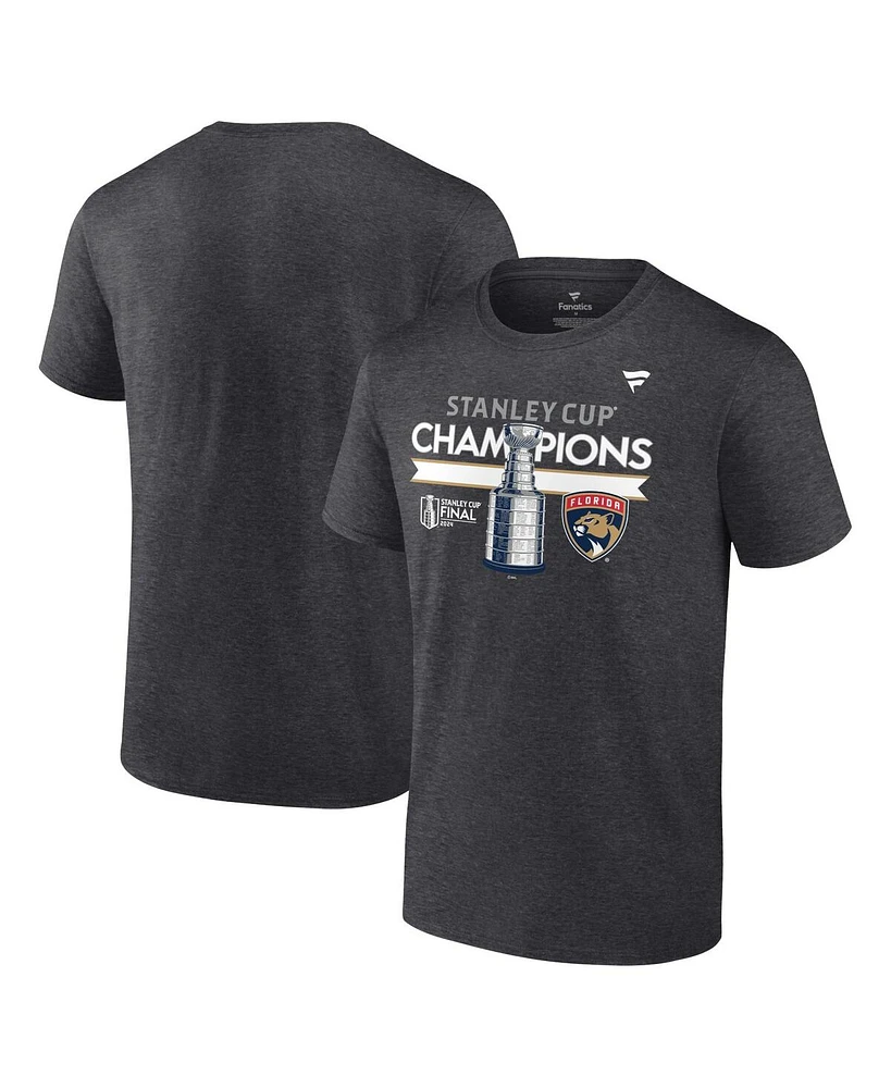 Fanatics Men's Heather Charcoal Florida Panthers 2024 Stanley Cup Champions Locker Room T-Shirt