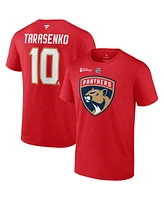 Fanatics Men's Vladimir Tarasenko Red Florida Panthers 2024 Stanley Cup Champions Authentic Stack Name Number T-Shirt