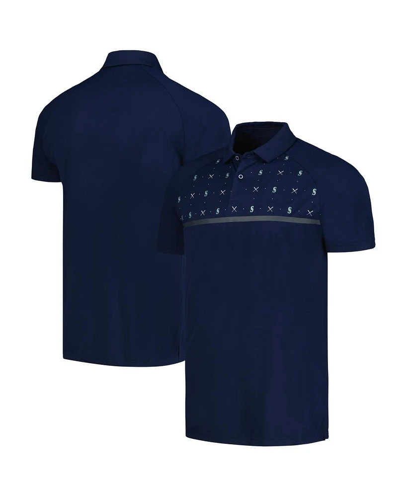 Levelwear Men's Navy Seattle Mariners Sector Batter Up Raglan Polo