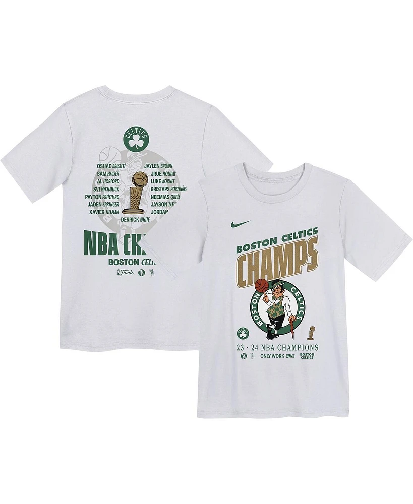 Nike Preschool White Boston Celtics 2024 Nba Finals Champions Celebration Roster T-Shirt