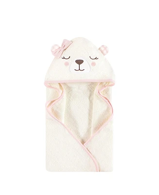 Hudson Baby Unisex Baby Cotton Animal Face Hooded Towel, Gingham Bear Girl, One Size