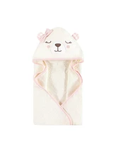 Hudson Baby Unisex Baby Cotton Animal Face Hooded Towel, Gingham Bear Girl, One Size