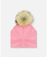 Deux par Girl Mid-Season Jersey Detachable Pompom Hat Candy Pink - Toddler|Child