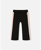 Deux par Toddler Girls Cropped Wide Leg Pant With Contrast Band Black - Toddler|Child