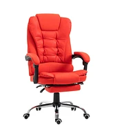 Homcom Executive Office Chair with Footrest, Padded Armrests, Red