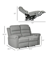 Homcom Modern Loveseat Recliner Sofa 2 Seater Couch with Thick Foan Gray