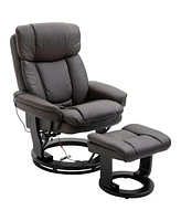 Homcom Massage Sofa Recliner Chair w/ Footrest 10 Vibration Points Faux Leather, Brown