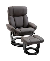 Homcom Massage Sofa Recliner Chair w/ Footrest 10 Vibration Points Faux Leather, Brown