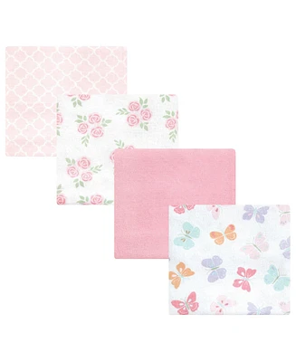 Hudson Baby Infant Girl Cotton Flannel Receiving Blankets, Pastel Butterfly, One Size