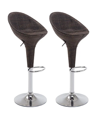 Homcom 2pc Wicker Style Sling Fabric Chrome Bucket Seat Patio Bar Stool Spa Pool