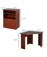 Homcom Computer Desk w/ Printer Cabinet L-Shape Corner Table Pc Laptop Desk