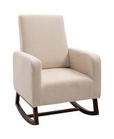 Homcom Breathable Linen Fabric Side Chair/Living Room Chair with Thick Padded Seats