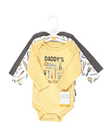 Hudson Baby Boys Cotton Long-Sleeve Bodysuits, Construction work 3-Pack - 3