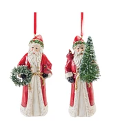 Slickblue Festive Red Santa With Cardinal Bird Ornament (Set of 6)