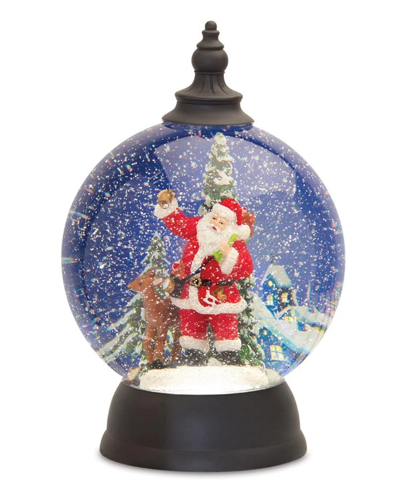 Slickblue Led Snow Globe Ball With Santa And Deer Figure 9.25"d