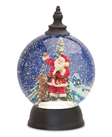 Slickblue Led Snow Globe Ball With Santa And Deer Figure 9.25"d