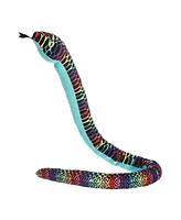 Aurora X-Large Kusheez Snake Playful Plush Toy Rainbow 51"