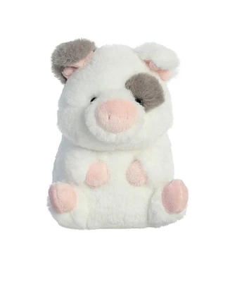 Aurora Small Spots Piglet Rolly Pet Round Plush Toy White 7"