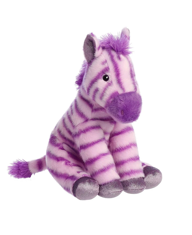 Aurora Medium Zebra Destination Nation Adventurous Plush Toy Purple 12"