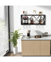 Slickblue Wall Mounted Wine Rack for 39 Bottles and 12 Glasses