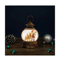 Slickblue Led Snow Globe Lantern With Santa And Deer 9.75"h