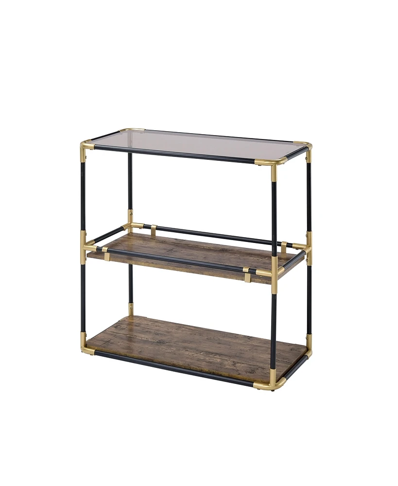 Simplie Fun Heleris Console Table in Black/Gold & Smoky Glass