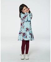 Deux par Little Girls Fleece Dress Light Blue Printed Flowers - Toddler|Child