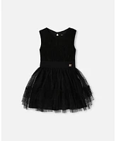 Deux par Deux Big Girls Sleeveless Dress With Tulle Skirt Black