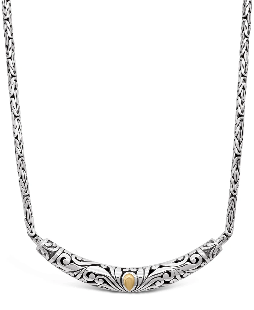 Devata Bali Filgree with Borobudur Chain Necklace in Sterling Silver with 18K Gold