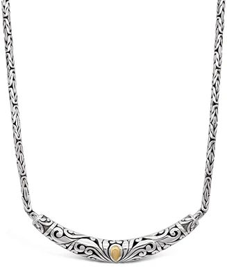 Devata Bali Filgree with Borobudur Chain Necklace in Sterling Silver with 18K Gold