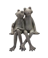 Slickblue Distressed Stone Sitting Frog Couple Garden Statue 17.5"h