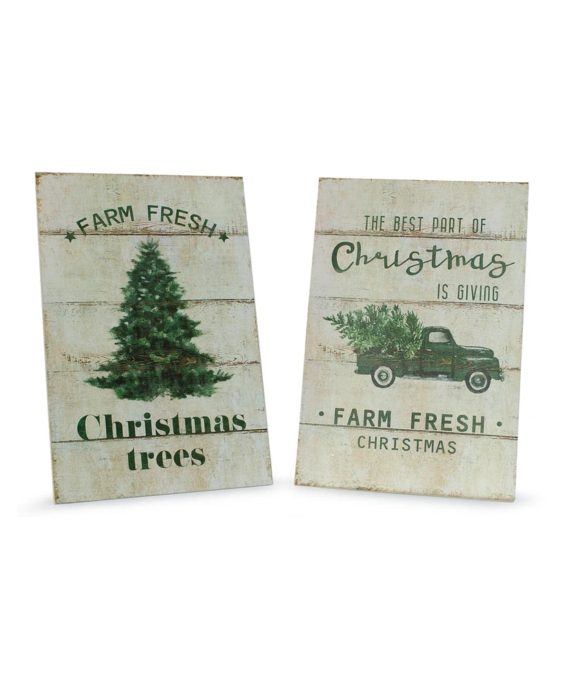 Slickblue Tree And Truck Plaque (Set of 2) 7.75"l X 11.5"h Mdf/wood