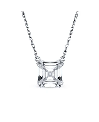 Bling Jewelry Classic Bridal 2 Ctw Solitaire Square Cubic Zirconia Aaa Cz Royal Asscher Cut Necklace Pendant For Women .925 Sterling Silver