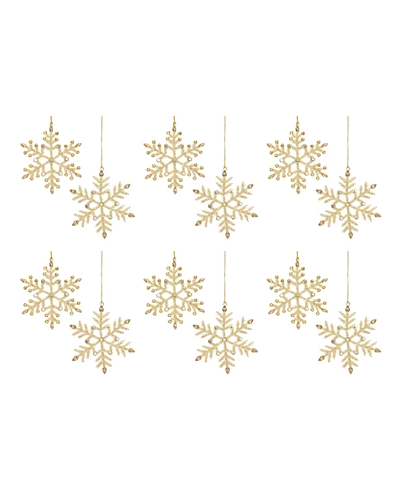 Slickblue Jewel Metal Snowflake Ornament (Set of 12)