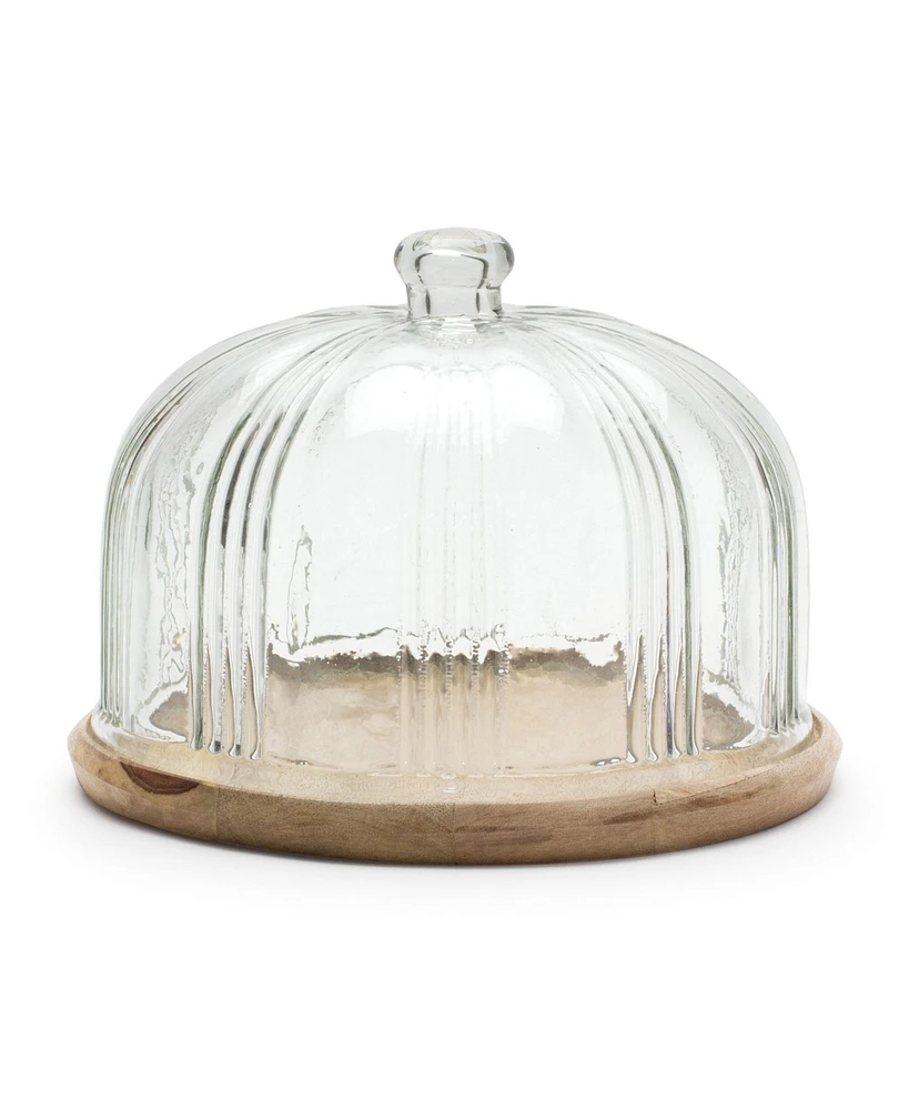 Slickblue Glass Cloche With Wood Plate