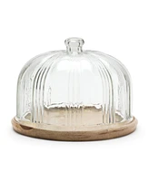 Slickblue Glass Cloche With Wood Plate