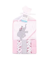 Hudson Baby Infant Girl Hooded Towel and Five