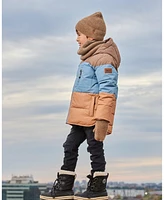 Deux par Little Boys Puffy Jacket Taupe, Blue And Golden Brown - Toddler|Child