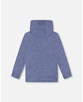 Deux par Toddler Boys Super Soft Brushed Hooded T-Shirt With Print Blue - Toddler|Child