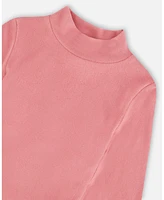 Deux par Little Girls Super Soft Brushed Mock Neck Top Pink - Toddler|Child