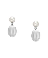 Skagen Women's Agnethe Pearl White Freshwater Pearl and Pebble Drop Earrings, SKJ1835040