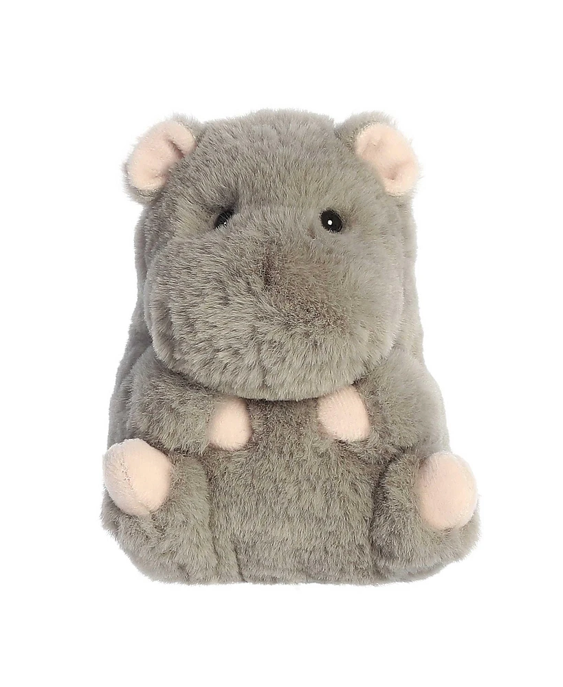 Aurora Mini Hortus Hippo Rolly Pet Round Plush Toy Gray 5"