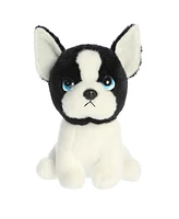 Aurora Small Harvard Boston Terrier Petites Expressive Plush Toy White 7"