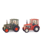 Slickblue Led Snow Globe Tractor With Farmer Santa (Set of 2)