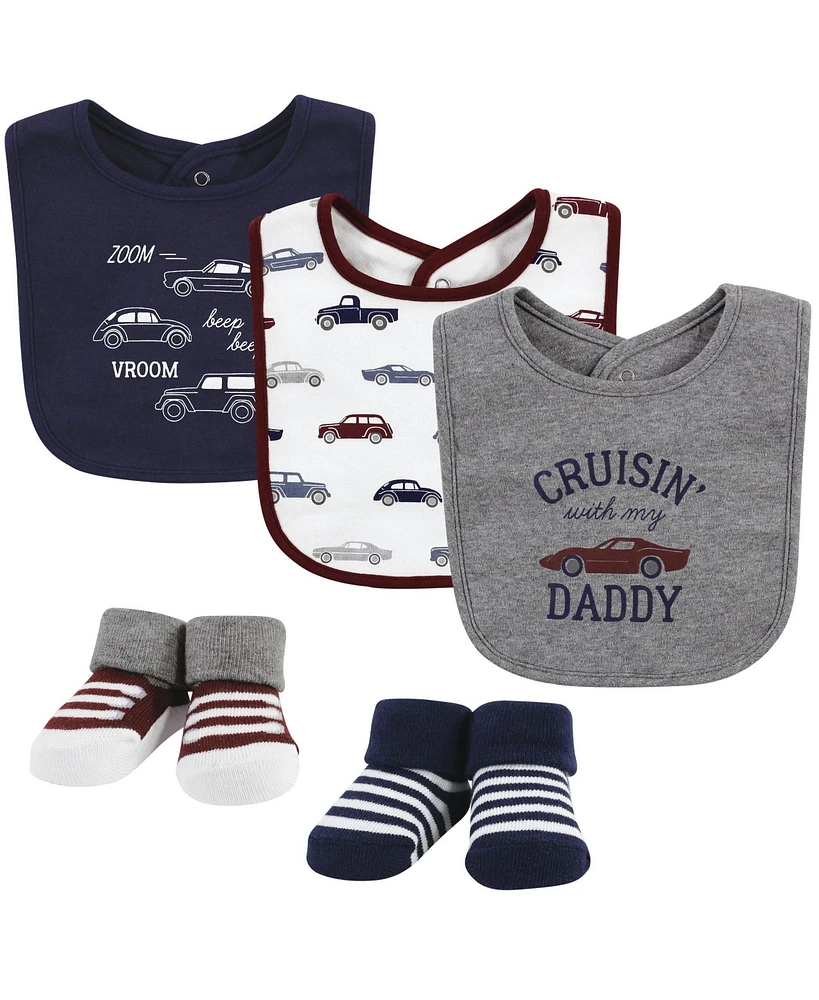 Hudson Baby Boys Unisex Cotton Bib and Sock Set