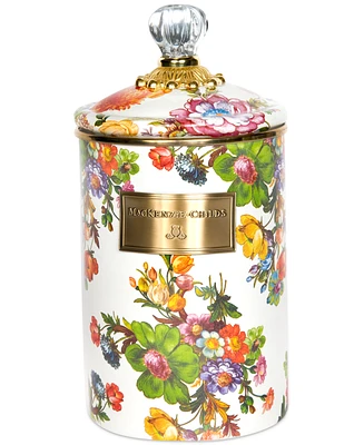 Mackenzie-Childs White Flower Market Large Canister