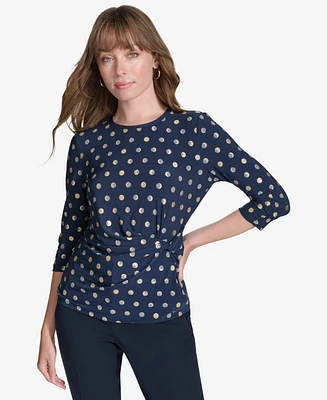 Tommy Hilfiger Women's Moondance Cinched 3/4-Sleeve Top