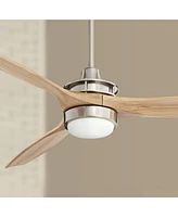 52" Windspun Modern 3 Blade Indoor Ceiling Fan with Dimmable Led Light Remote Control Brushed Nickel Natural Wood for Living Kitchen House Bedroom Fam